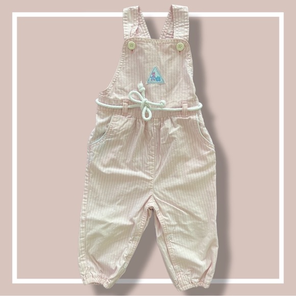 Vintage Mothercare Pink Pinstripe Overalls - 18-24m - EVC - Picture 2 of 2
